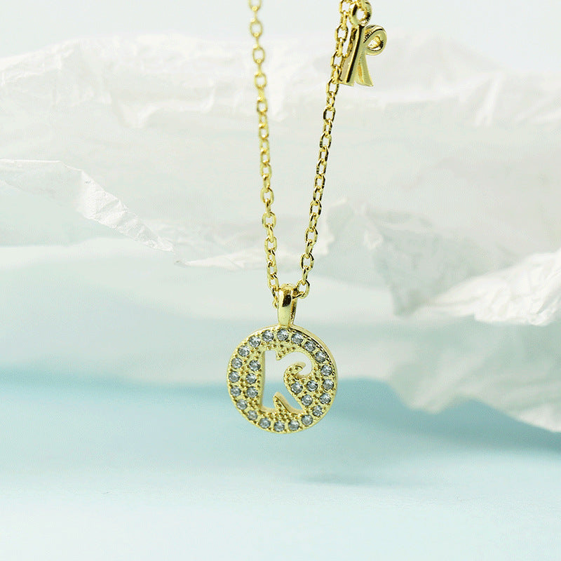 Lettre pour femme avec chaîne de clavicule incrustée de diamants, colliers tendance