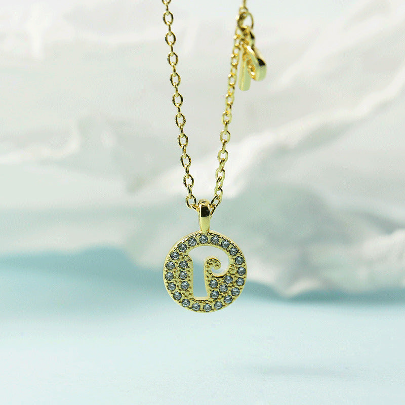 Lettre pour femme avec chaîne de clavicule incrustée de diamants, colliers tendance