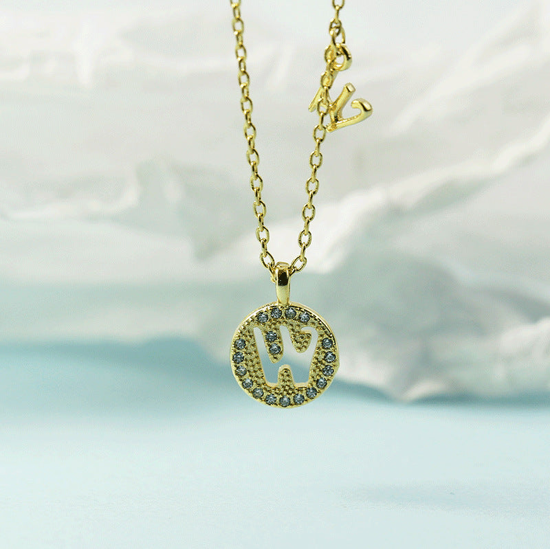 Lettre pour femme avec chaîne de clavicule incrustée de diamants, colliers tendance