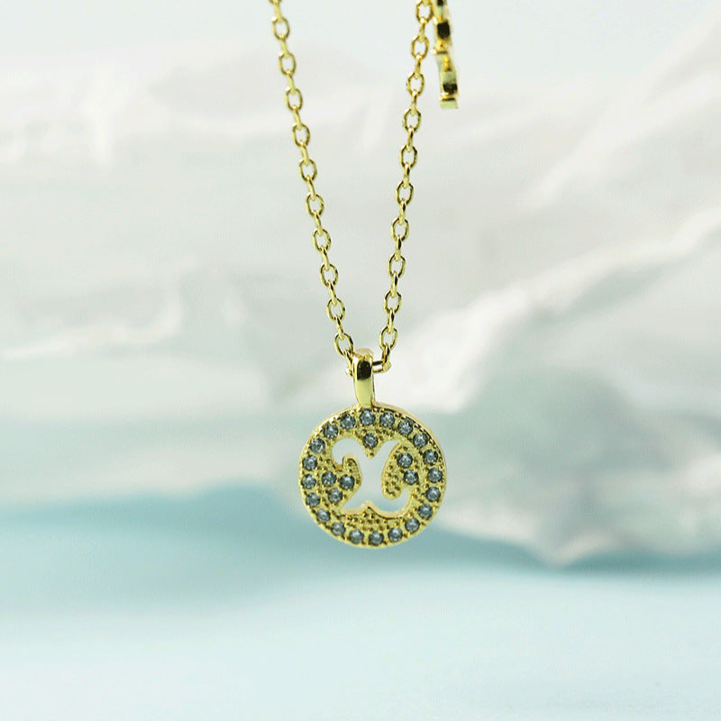 Lettre pour femme avec chaîne de clavicule incrustée de diamants, colliers tendance