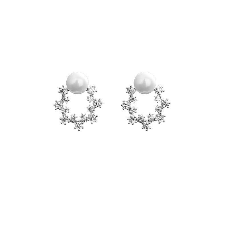 Women's Sier Ear Pin Pearl For Simple Earrings