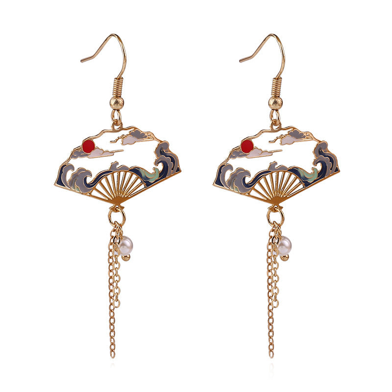 Fairyland Personality Hollow Out Geometric Fan-shaped Earrings