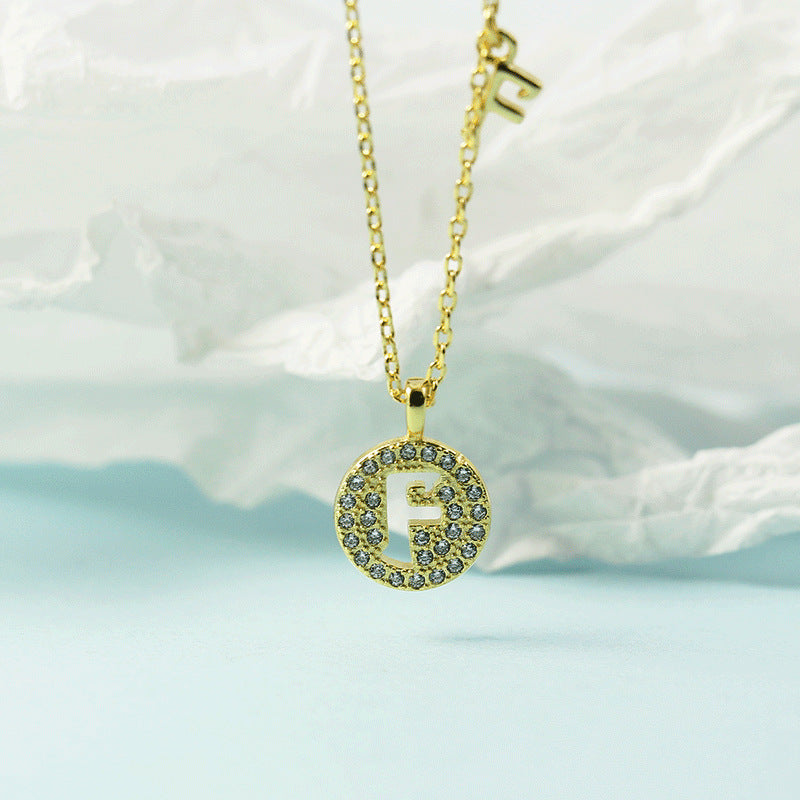 Lettre pour femme avec chaîne de clavicule incrustée de diamants, colliers tendance