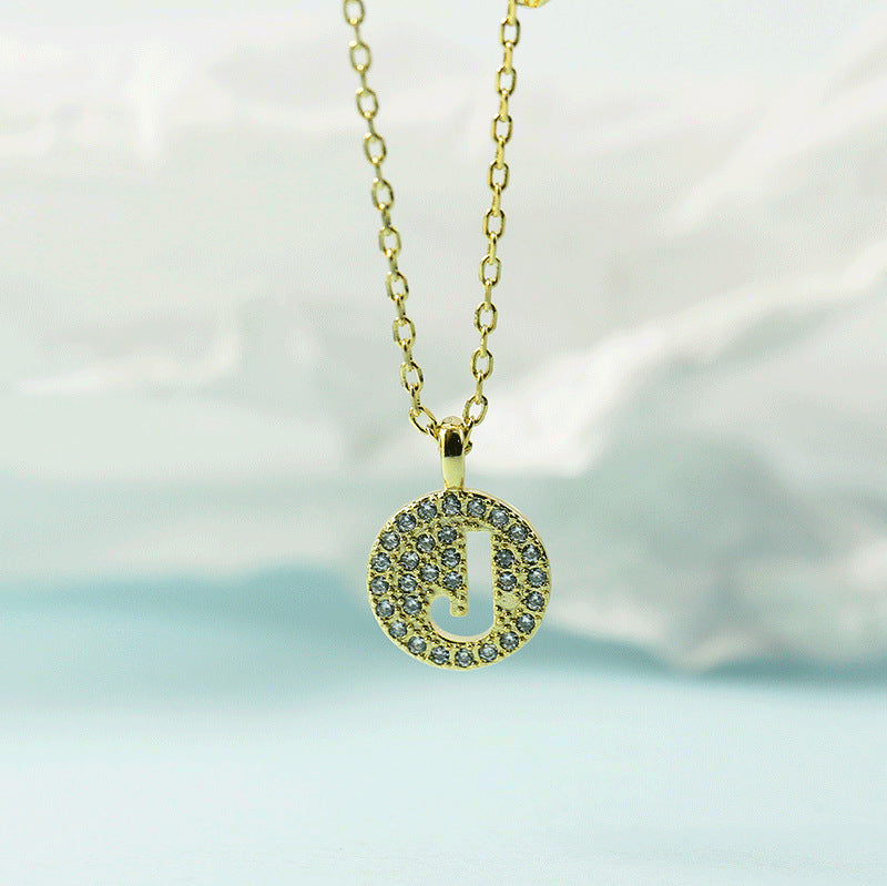 Lettre pour femme avec chaîne de clavicule incrustée de diamants, colliers tendance