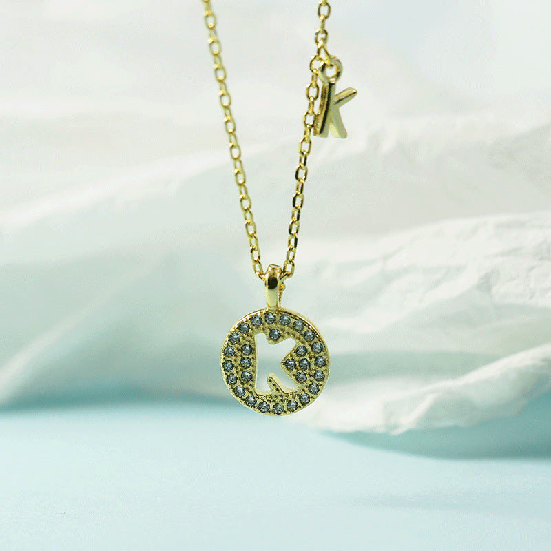 Lettre pour femme avec chaîne de clavicule incrustée de diamants, colliers tendance