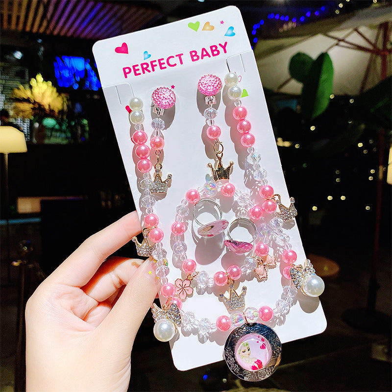 Children's Cute Princess Cartoon Suit Halter Luminous Crystal String Necklaces