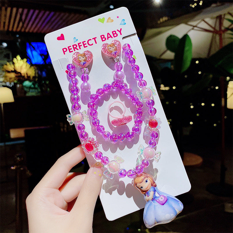 Children's Cute Princess Cartoon Suit Halter Luminous Crystal String Necklaces