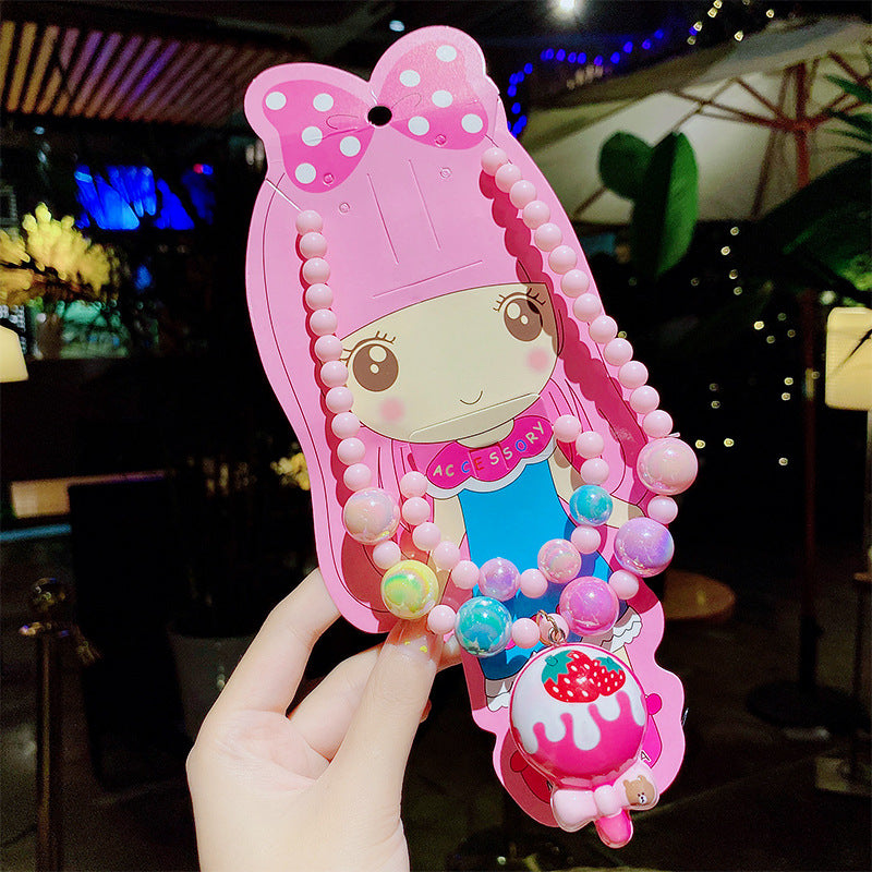 Children's Cute Princess Cartoon Suit Halter Luminous Crystal String Necklaces