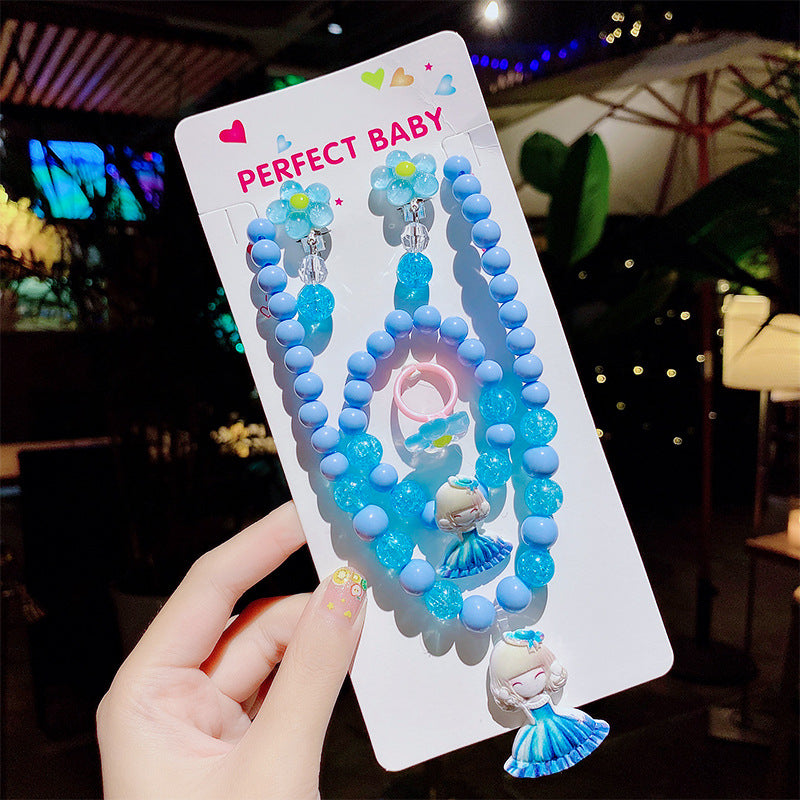 Children's Cute Princess Cartoon Suit Halter Luminous Crystal String Necklaces