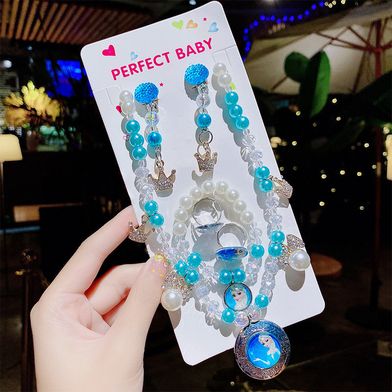 Children's Cute Princess Cartoon Suit Halter Luminous Crystal String Necklaces