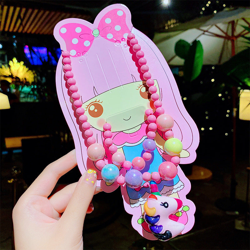 Children's Cute Princess Cartoon Suit Halter Luminous Crystal String Necklaces