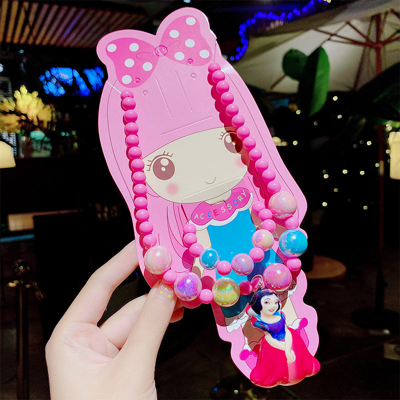 Children's Cute Princess Cartoon Suit Halter Luminous Crystal String Necklaces