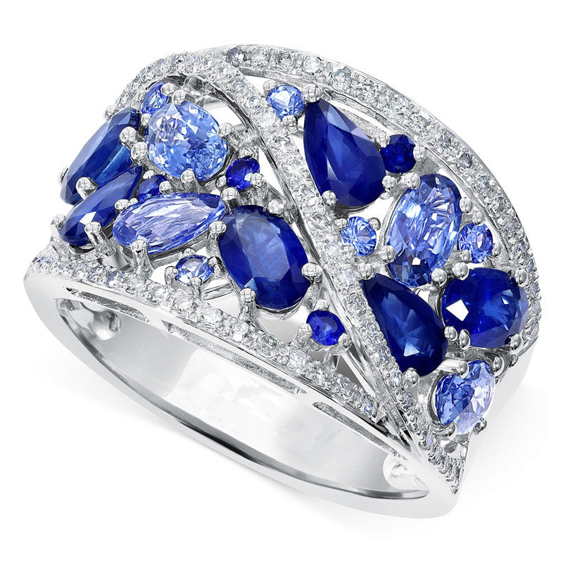 Luxuriöse hohle Tanz-Party-Ringe mit blauem Zirkon für Damen