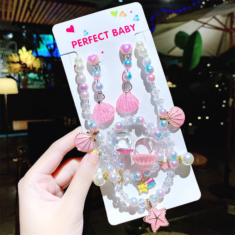 Children's Cute Princess Cartoon Suit Halter Luminous Crystal String Necklaces
