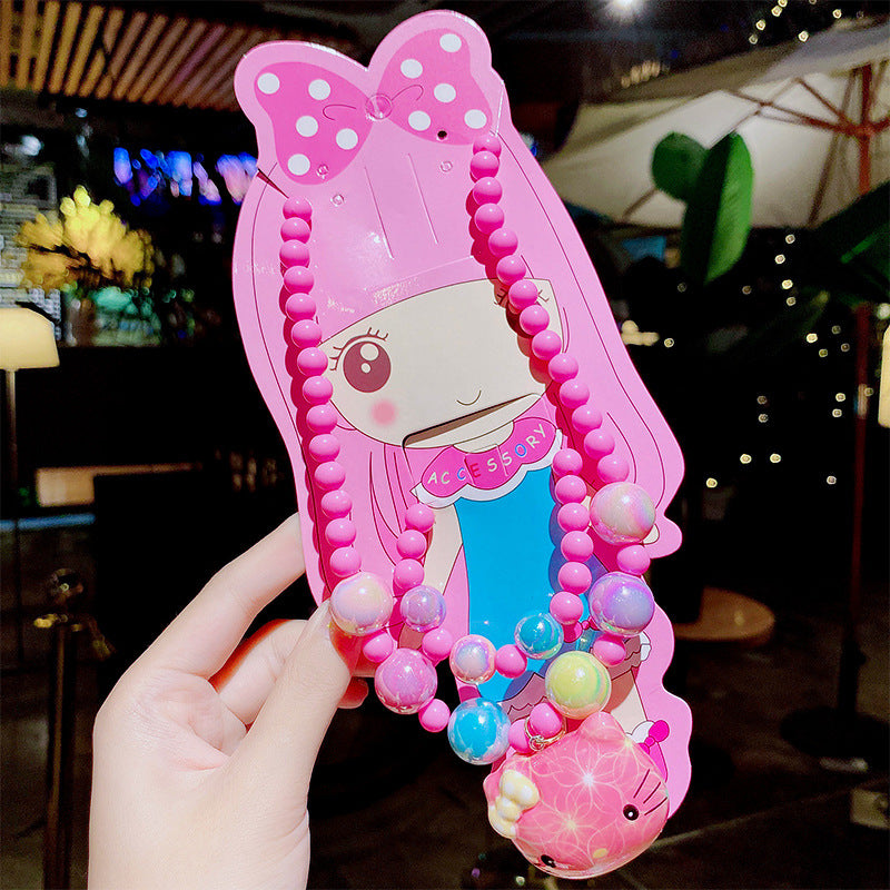 Children's Cute Princess Cartoon Suit Halter Luminous Crystal String Necklaces