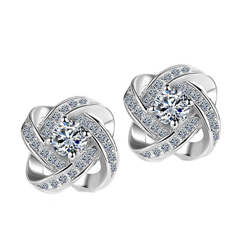 Boucles d'oreilles de style coréen, tendance, diamant, trèfle à quatre feuilles