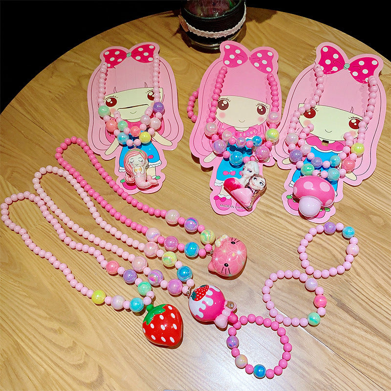 Children's Cute Princess Cartoon Suit Halter Luminous Crystal String Necklaces