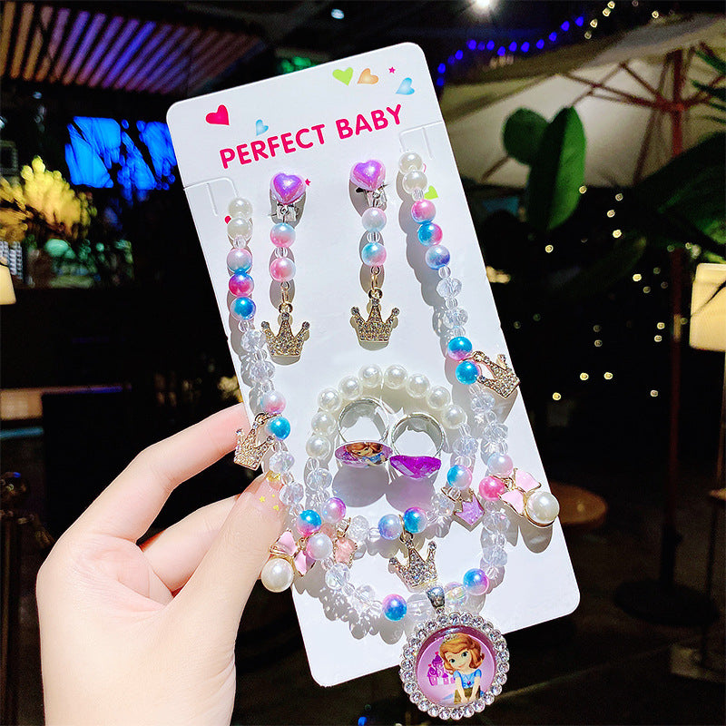 Children's Cute Princess Cartoon Suit Halter Luminous Crystal String Necklaces