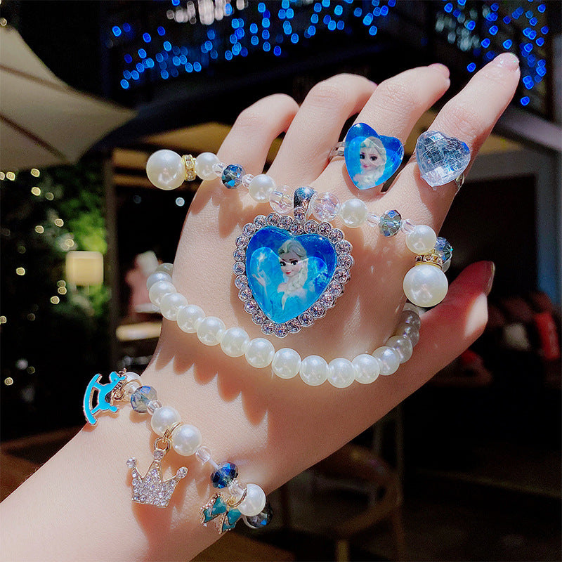 Children's Cute Princess Cartoon Suit Halter Luminous Crystal String Necklaces