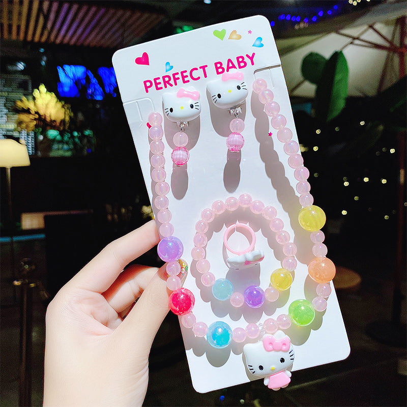 Children's Cute Princess Cartoon Suit Halter Luminous Crystal String Necklaces