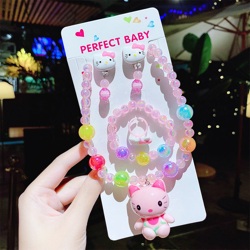 Children's Cute Princess Cartoon Suit Halter Luminous Crystal String Necklaces