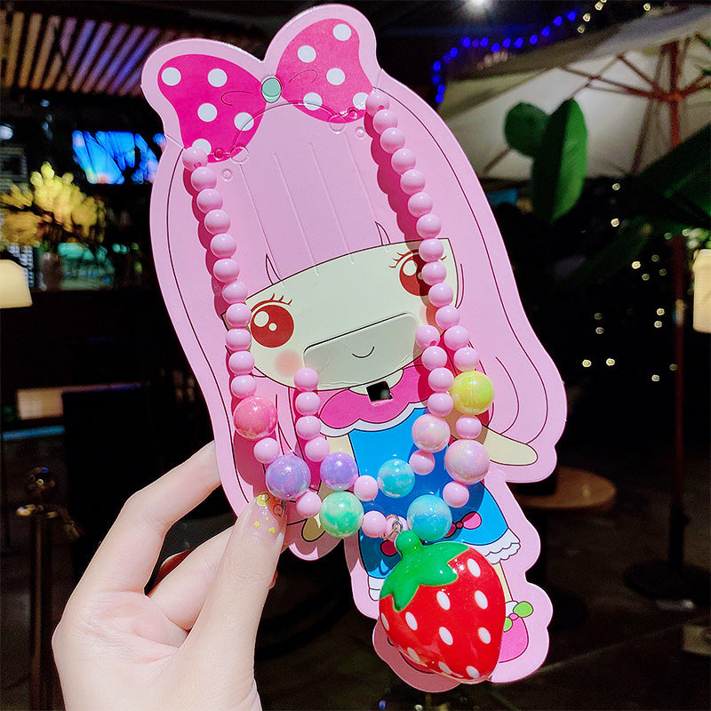 Children's Cute Princess Cartoon Suit Halter Luminous Crystal String Necklaces