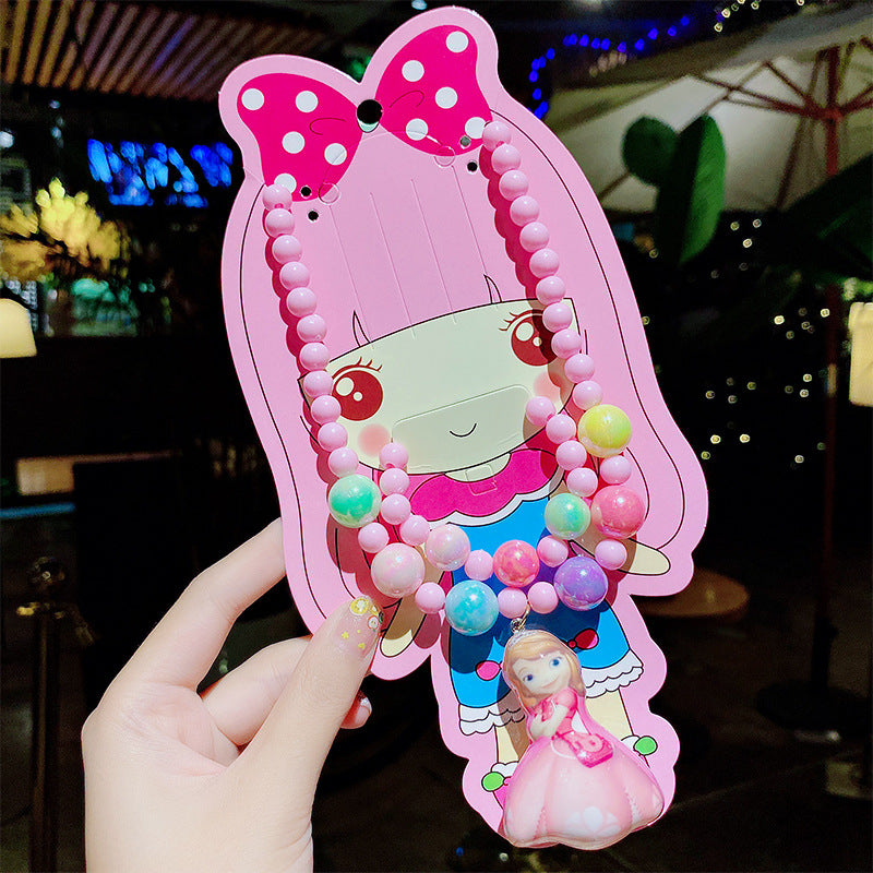 Children's Cute Princess Cartoon Suit Halter Luminous Crystal String Necklaces