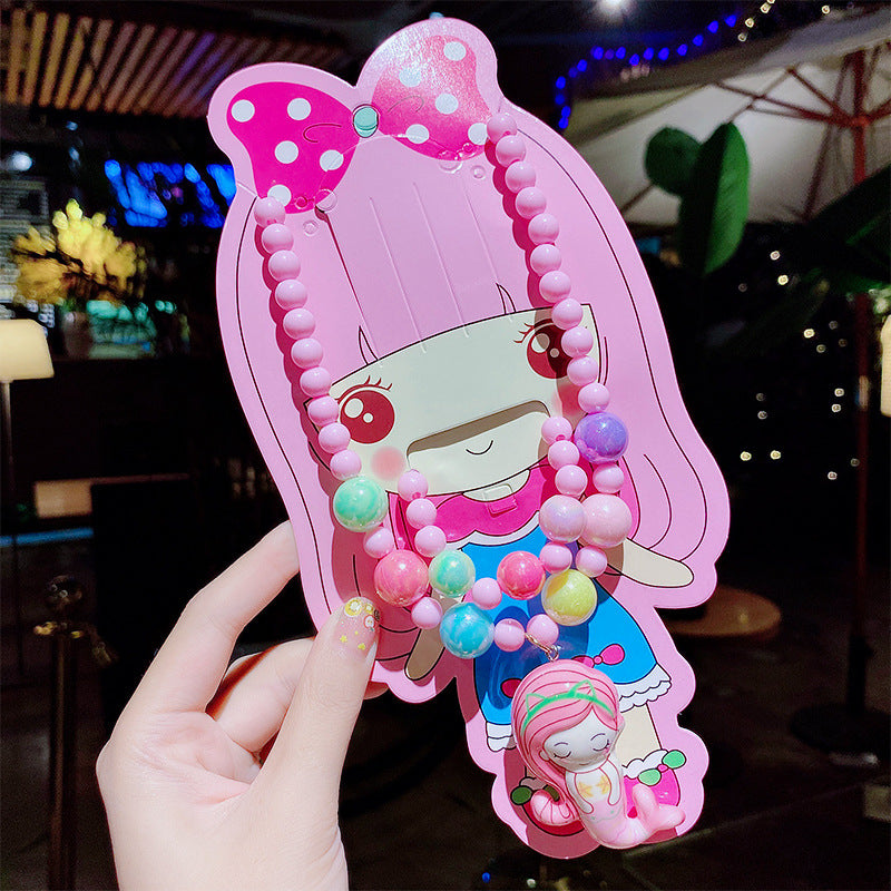 Children's Cute Princess Cartoon Suit Halter Luminous Crystal String Necklaces