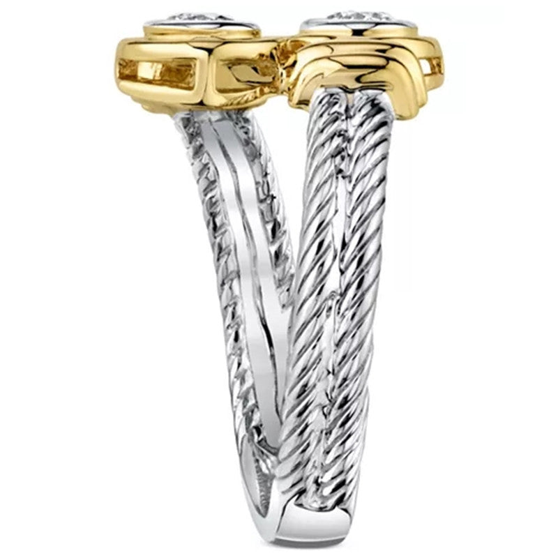 Women's Shi Trendy Punk Two-color Twist Zircon Rings