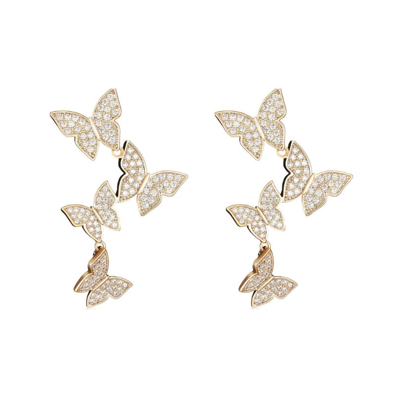 High Sense-Ohrringe mit Schmetterlingsquaste und raffiniertem Strass