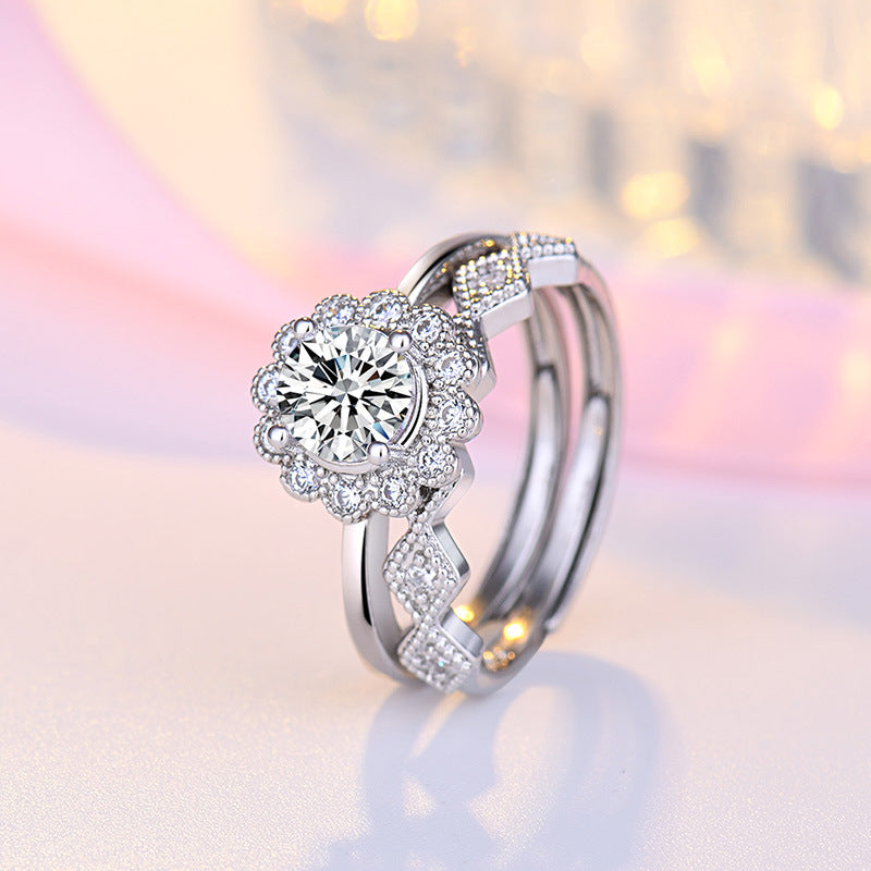 Offene, verstellbare Ringe mit süßem Diamant-Karat-Moissanit für Damen