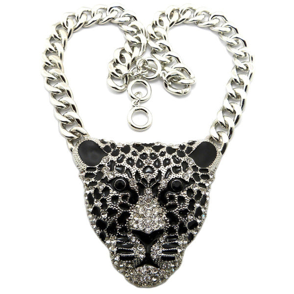 Queen Style Pull Accessoires Chaîne Fan Léopard Tête Colliers