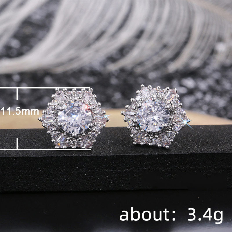 Women's Luxury Crystal White Zircon Hexagon For Earrings