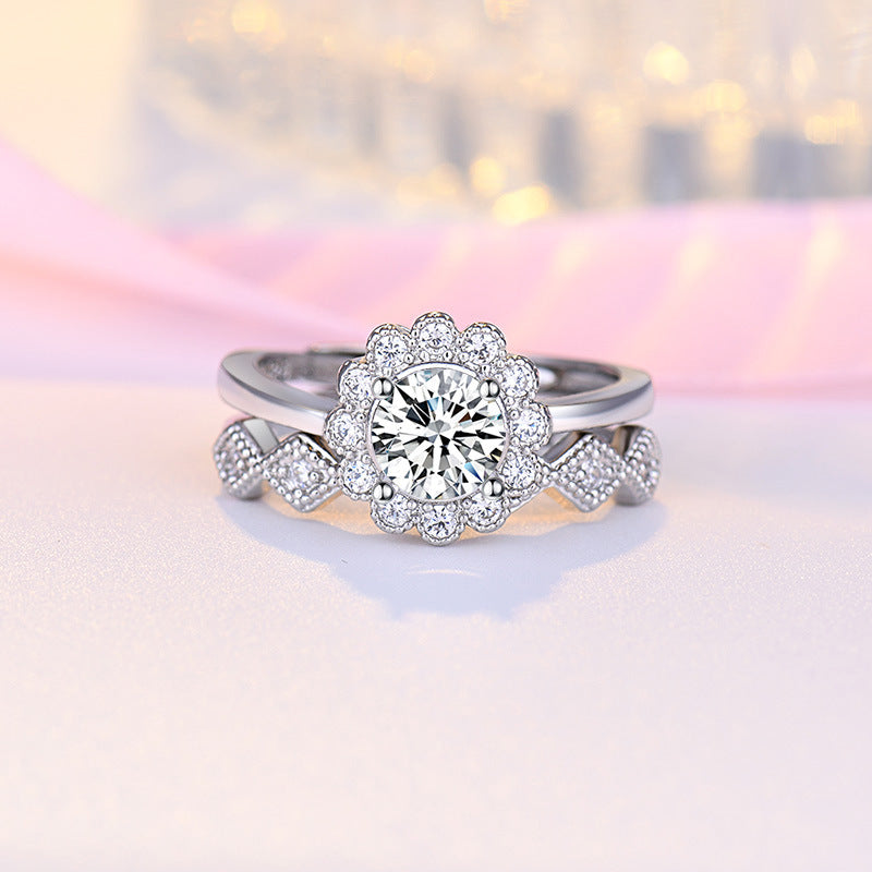 Offene, verstellbare Ringe mit süßem Diamant-Karat-Moissanit für Damen