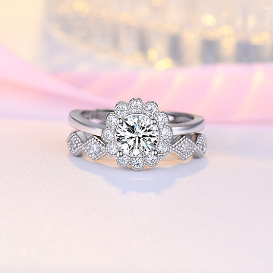 Women's Sweet Diamond Karat Moissanite Open Adjustable Rings