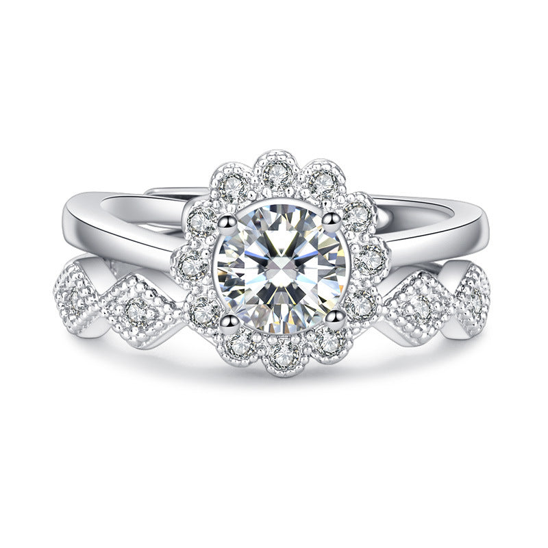 Offene, verstellbare Ringe mit süßem Diamant-Karat-Moissanit für Damen