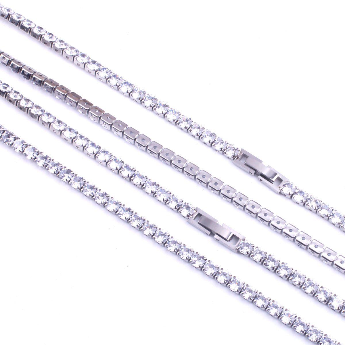 Colliers en cristal de diamant à une rangée pour femmes, hommes et acier titane