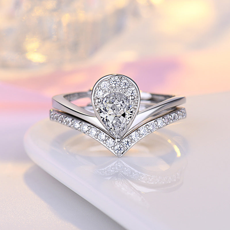 Women's Light Luxury Water Drop Open Forefinger Rings