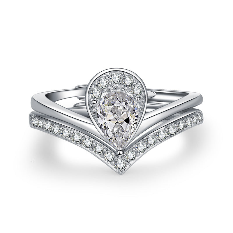 Women's Light Luxury Water Drop Open Forefinger Rings