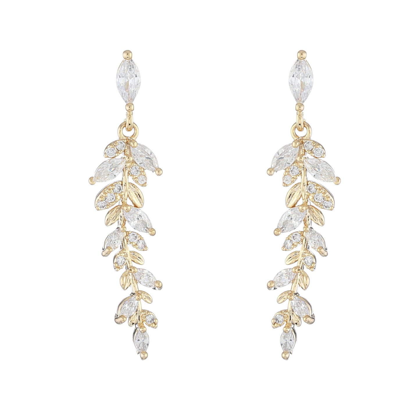 Women's Micro Inlaid Zircon Gold-plated Leaf Design Exquisite Earrings