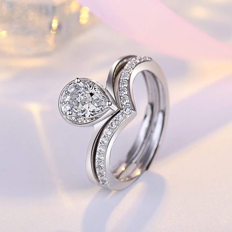 Women's Light Luxury Water Drop Open Forefinger Rings