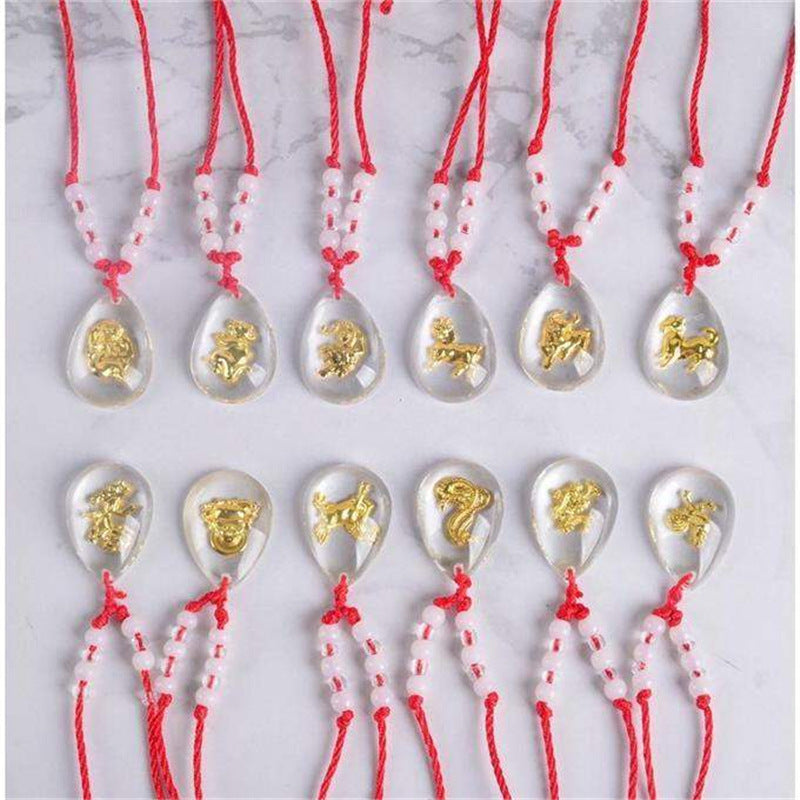 Pendentifs et colliers rouges de vie pour femmes, hommes et zodiaque chinois