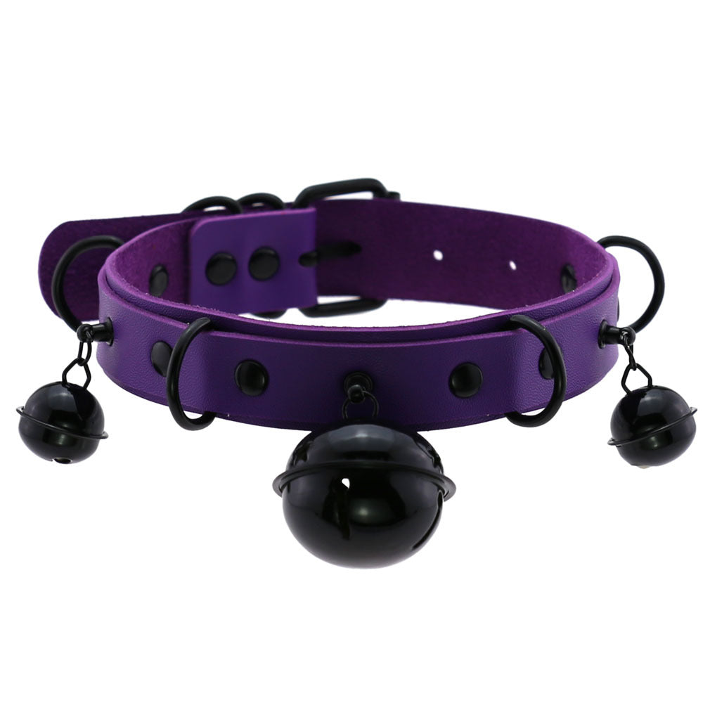 Collier En Cuir Personnalité Cloche Et Colliers Noirs