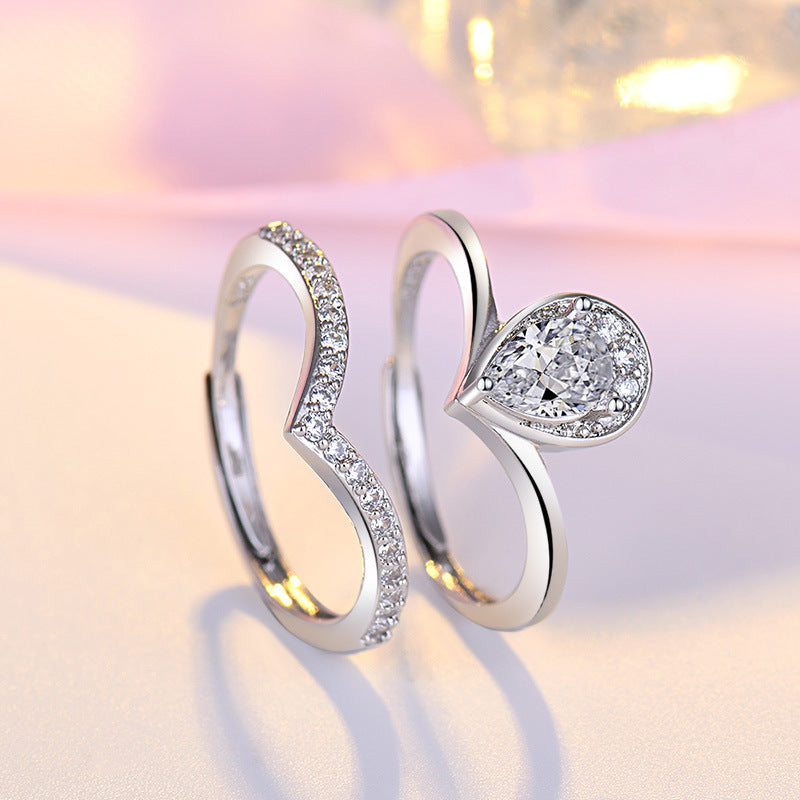 Women's Light Luxury Water Drop Open Forefinger Rings