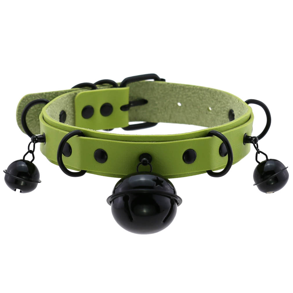Collier En Cuir Personnalité Cloche Et Colliers Noirs