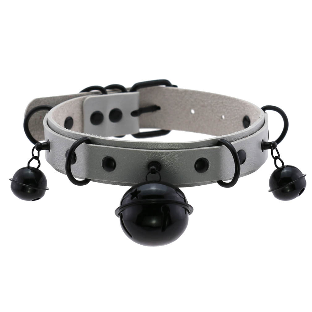 Collier En Cuir Personnalité Cloche Et Colliers Noirs