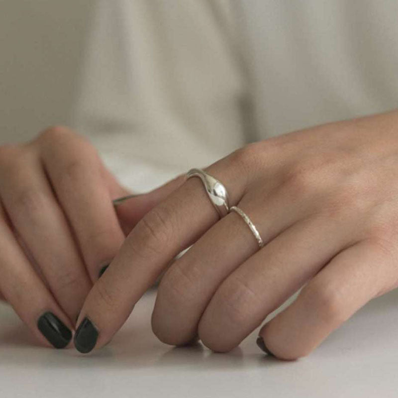 Women's Simple Gold And Sier Color Retro Rings