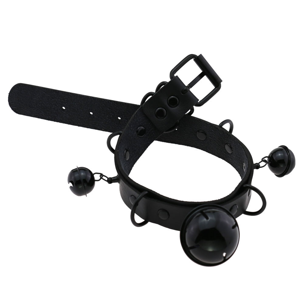 Collier En Cuir Personnalité Cloche Et Colliers Noirs
