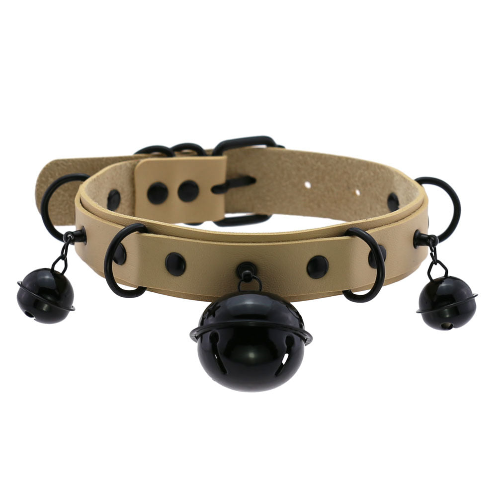 Collier En Cuir Personnalité Cloche Et Colliers Noirs