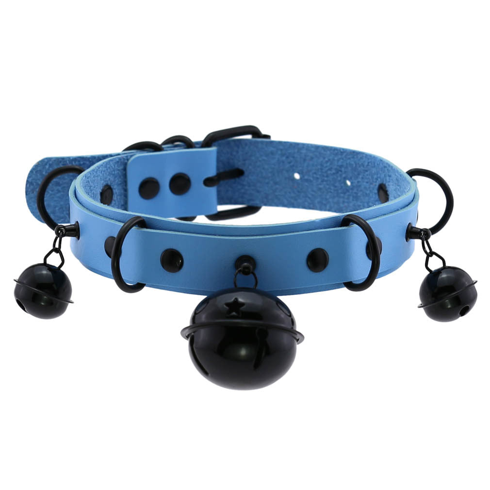 Collier En Cuir Personnalité Cloche Et Colliers Noirs